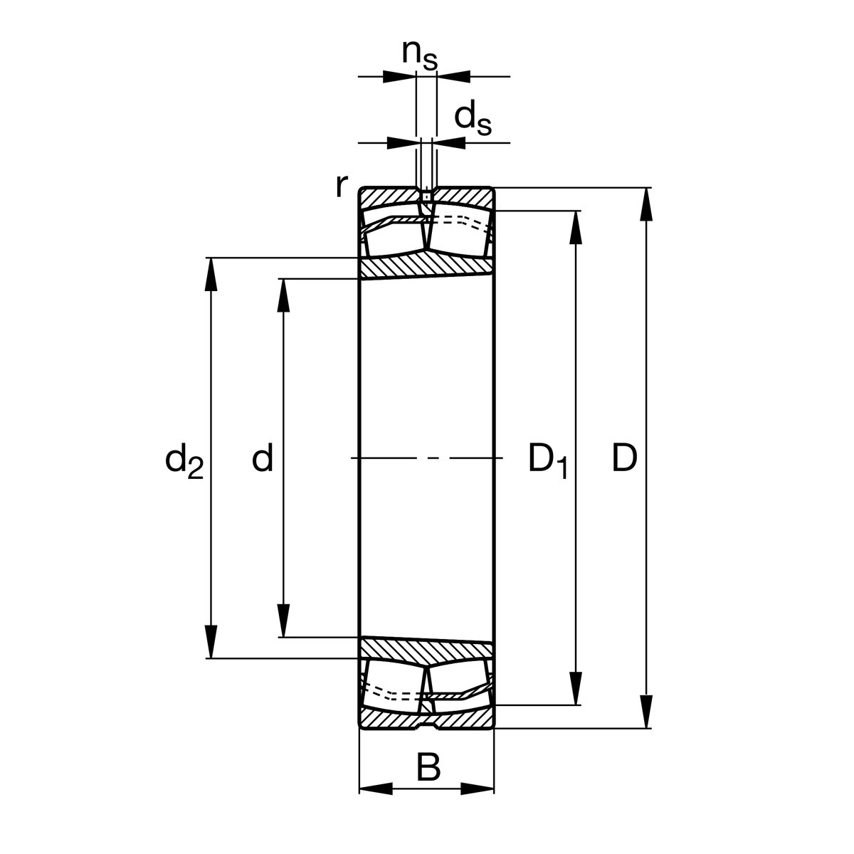 Радиальный сферический роликоподшипник FAG 22220-E1-XL-K (22220-E1-K, 22220E1K)