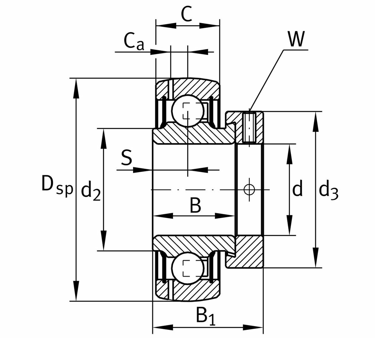 Радиальный закрепляемый шарикоподшипник INA GRAE25-XL-NPP-B (GRAE25-NPP-B)