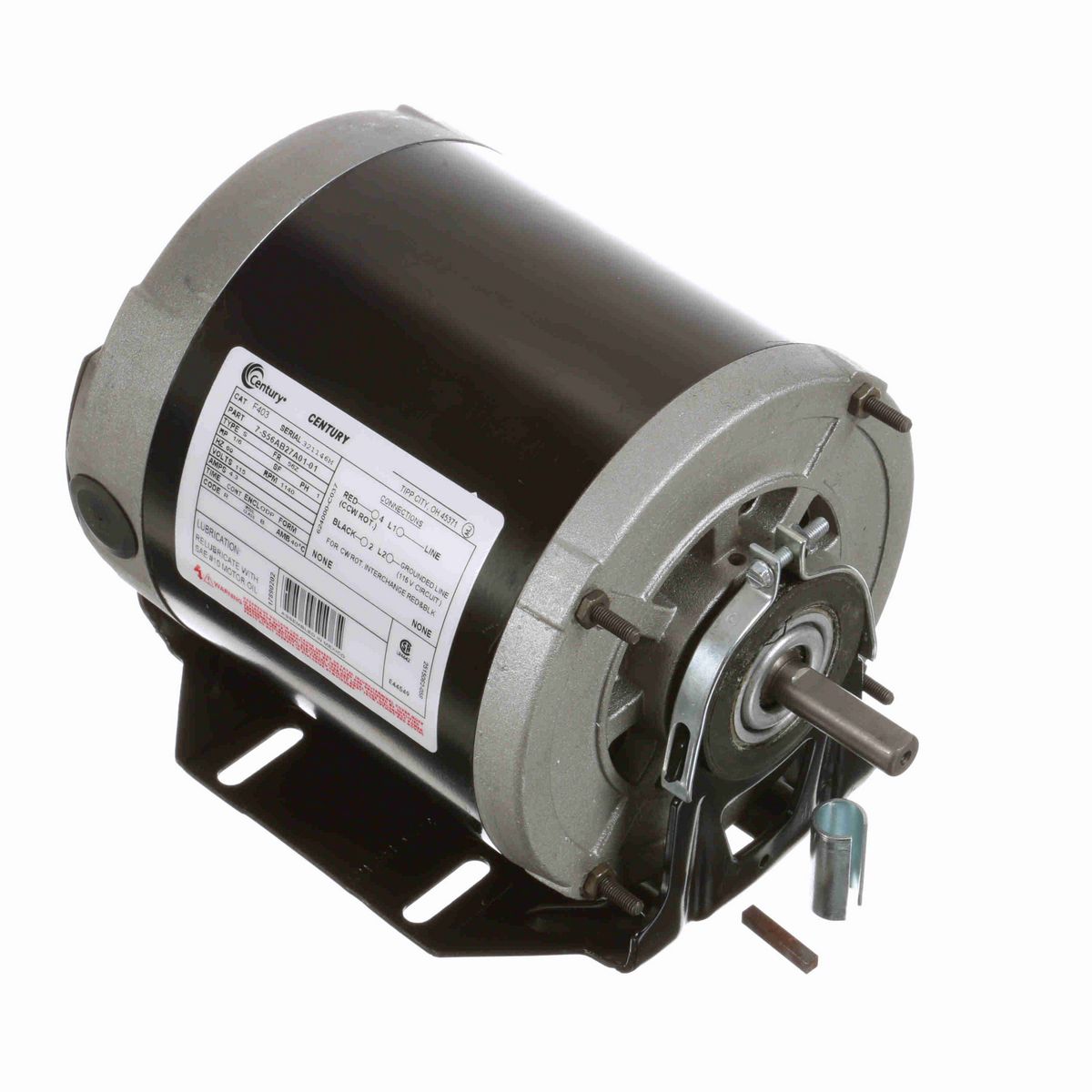 General Purpose Motor, 1/6 HP, 1 Ph, 60 Hz, 115 V, 1200 RPM, 56Z Frame, ODP - F403
