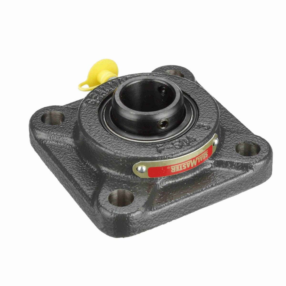Sealmaster Mounted Cast Iron Four Bolt Flange Ball Bearing - 52100 Bearing Steel, Black Oxided - Setscrew Lock - SF-13