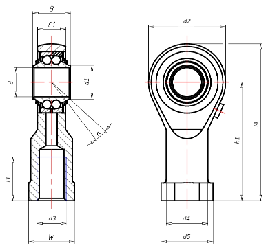 Шарнирная головка с шариковыми подшипниками Askubal type KUI-ZZ, KUI 8-ZZ [104228], внутренняя резьба