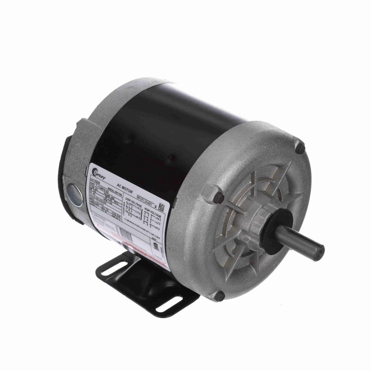 General Purpose Motor, 1/4 HP, 3 Ph, 60 Hz, 200-230/460 V, 1200 RPM, H56 Frame, TENV - H205