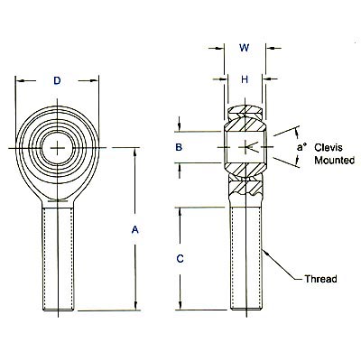 Aurora Bearing RAM & RAB Series Male Rod Ends - High Strength Alloy Timken RAB-12