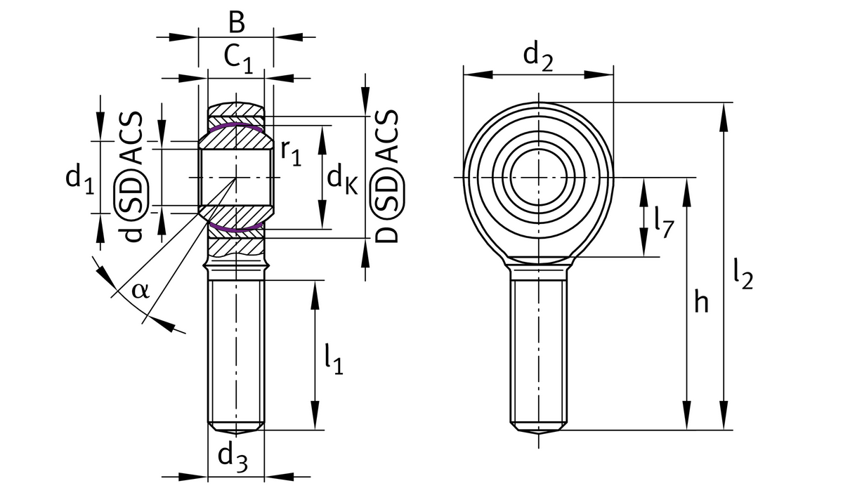 Шарнирная головка INA GAKL25-PW