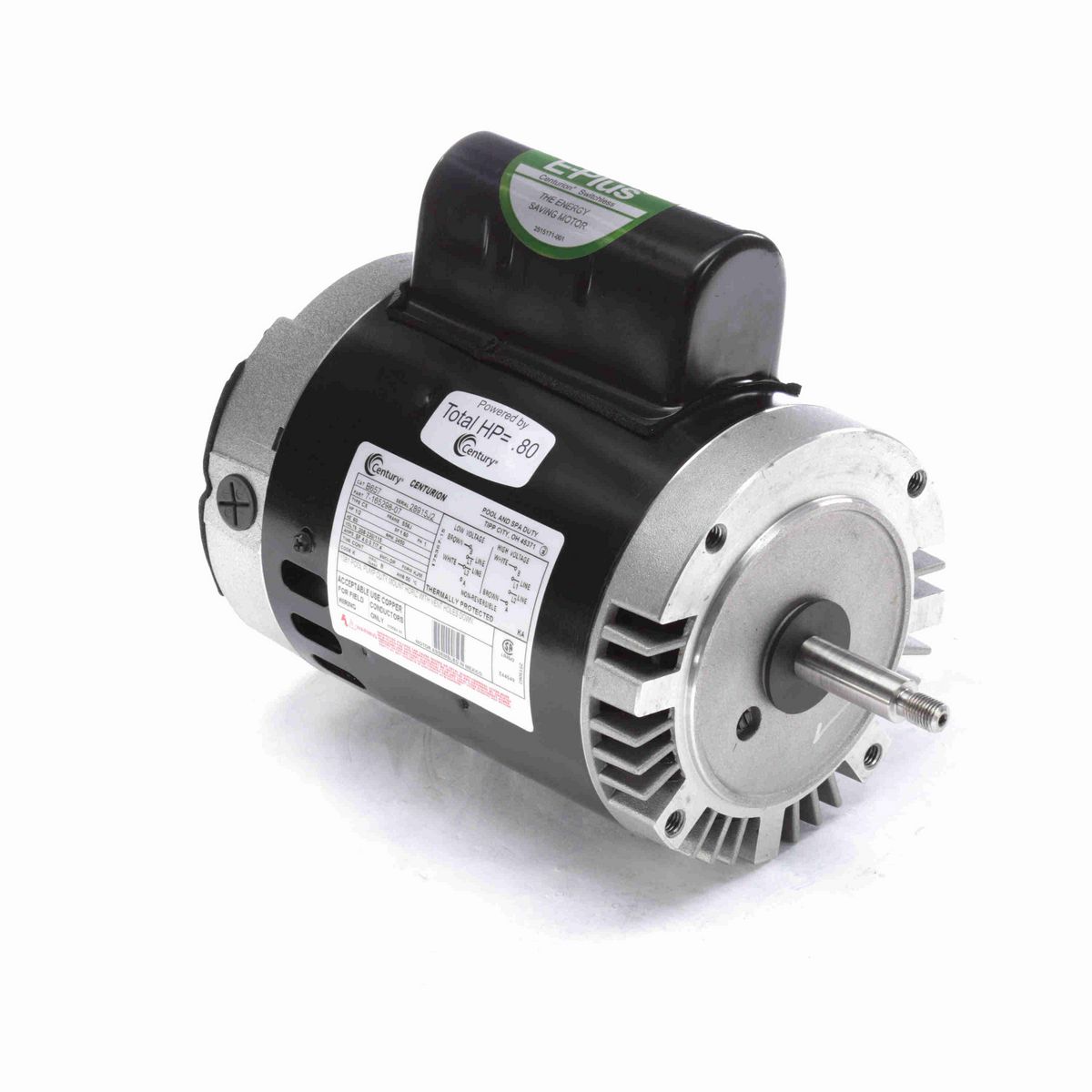 Pool Pump Motor, 1/2 HP, 1 Ph, 60 Hz, 208-230/115 V, 3600 RPM, S56J Frame, DP - B657
