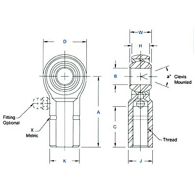 Aurora Bearing AW-M & AG-M Series Female Rod Ends - Metric - High Strength Alloy - Precision - (PTFE Liners Available) Timken AG-M10F