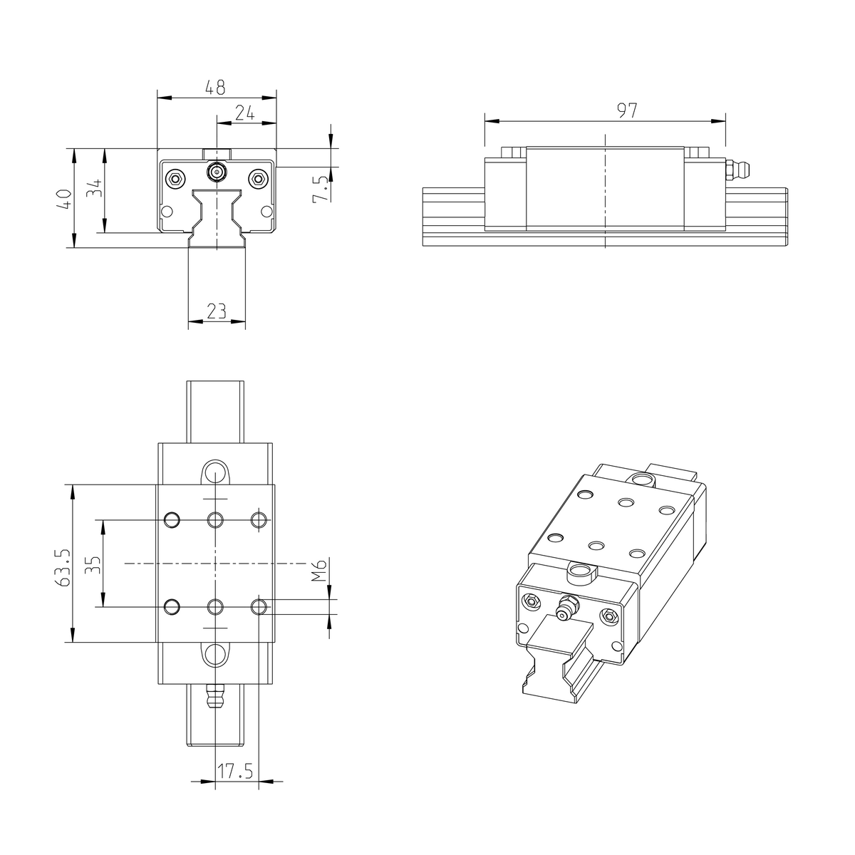 Роликовая каретка из углеродистой стали Bosch Rexroth RWD-025-SNH-C2-H-2 [R18212232X]