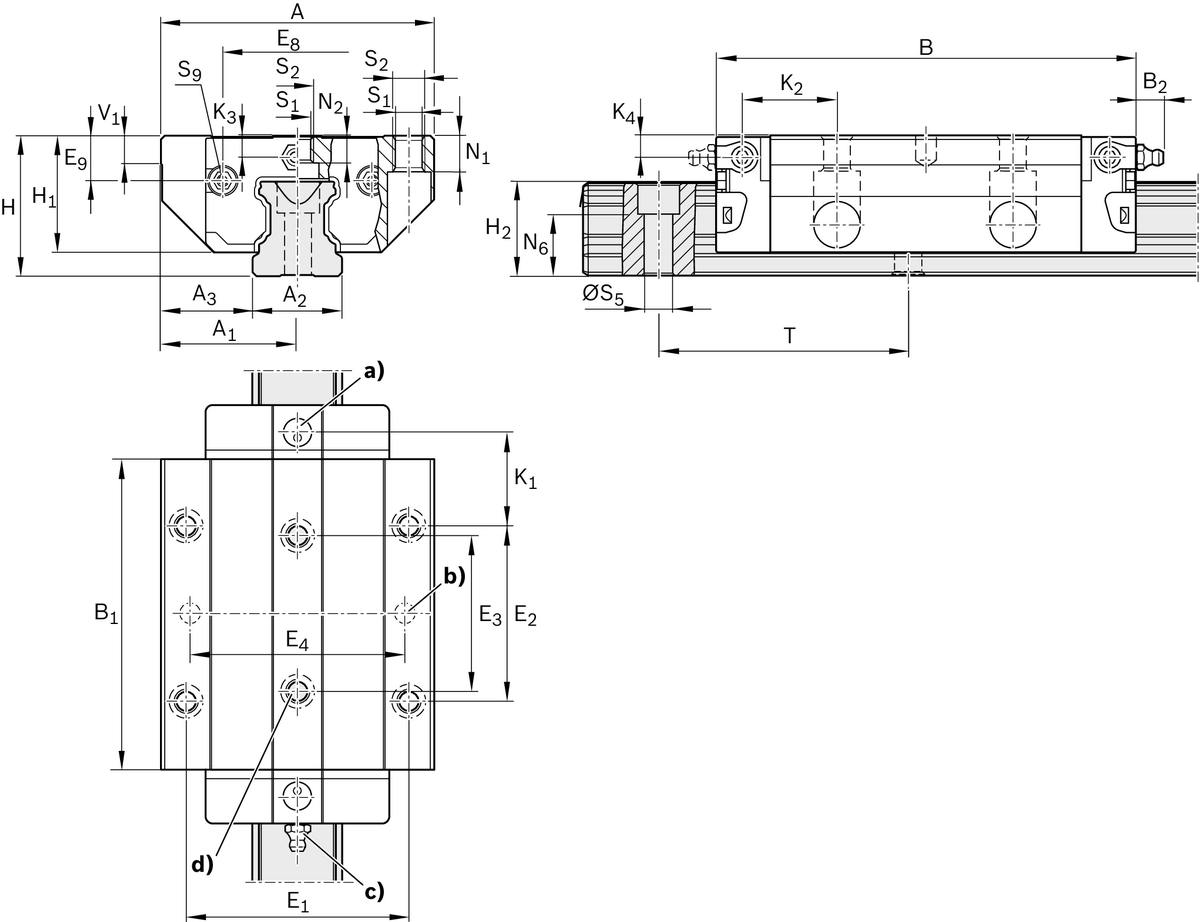 Высокоскоростная шариковая каретка из углеродистой стали Bosch Rexroth KWD-045-FLS-C2-P-1 [R200242290]