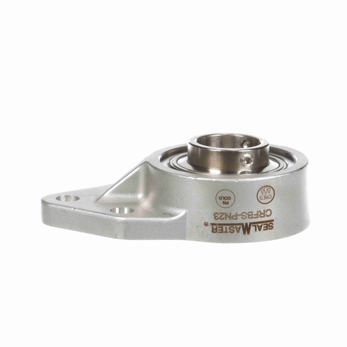 Sealmaster Mounted Stainless Steel Three Bolt Flange Bracket Ball Bearing - 52100 Bearing Steel, Phosphorus Nickel Coated - Setscrew Lock - Corrosion Resistant - CRFBS-PN23