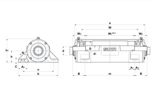Двухопорный подшипниковый корпус SNR ZLG 316 AC