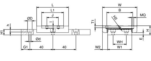 Миниатюрная направляющая система широкого типа SNR LGMX15WN2BBL01179NZ0-1-0-9.5N