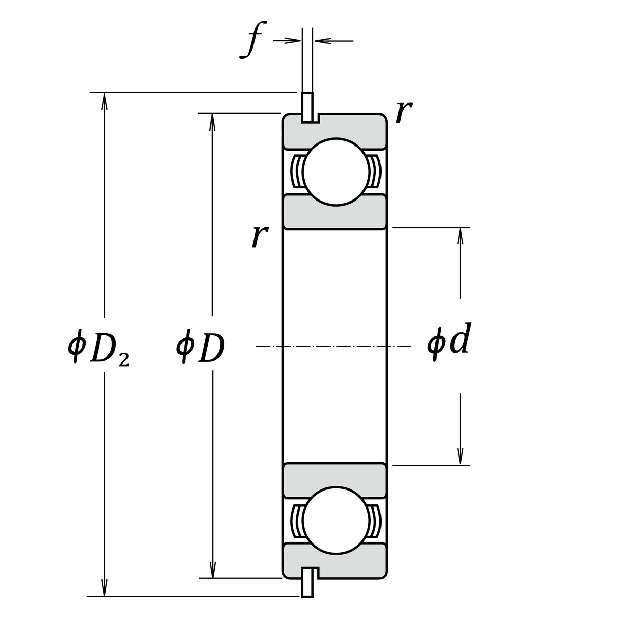 Однорядный радиальный шарикоподшипник NSK 60/22NRC2P6, со стопорным кольцом