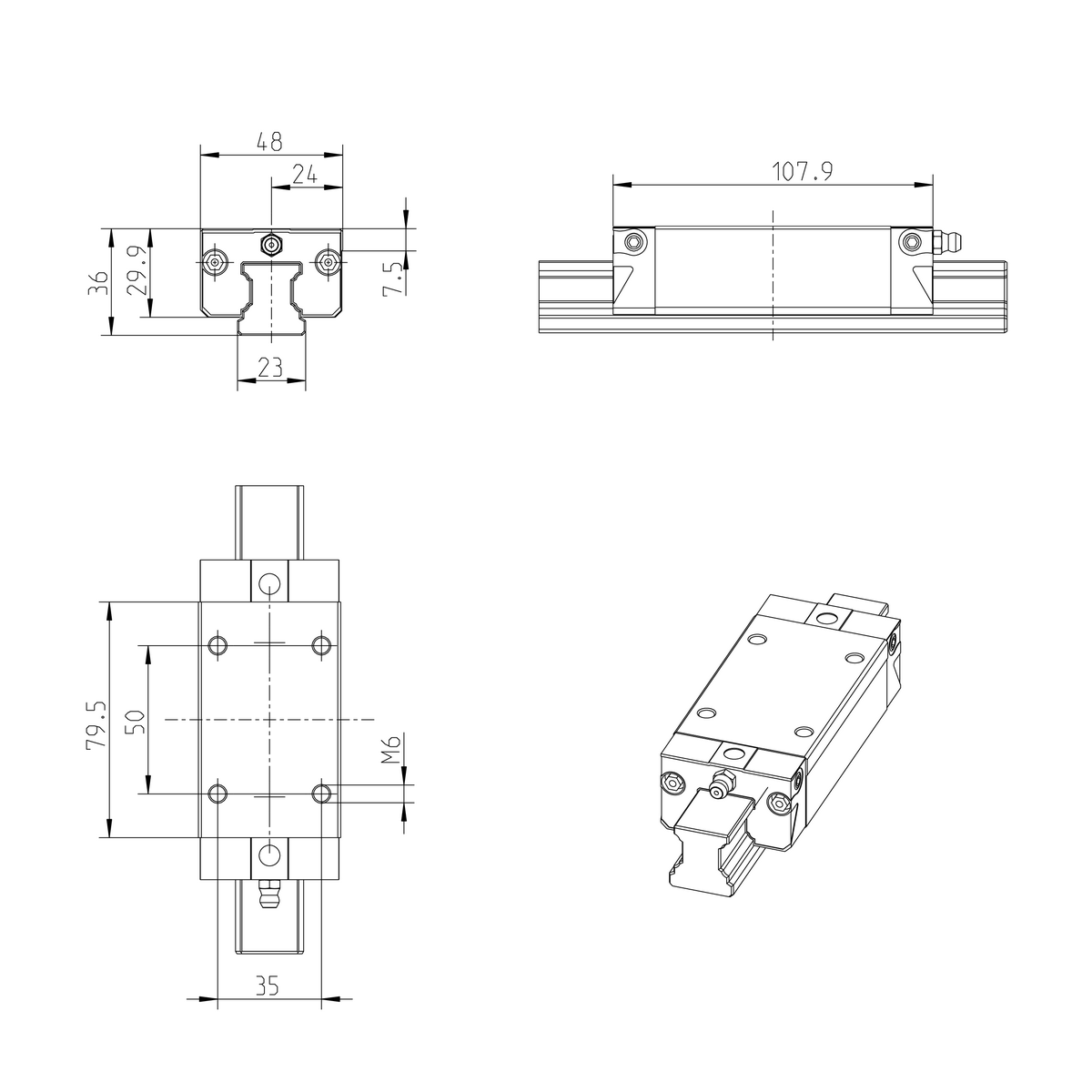 Высокоскоростная шариковая каретка из углеродистой стали Bosch Rexroth KWD-025-SLS-C2-H-1 [R201222390]