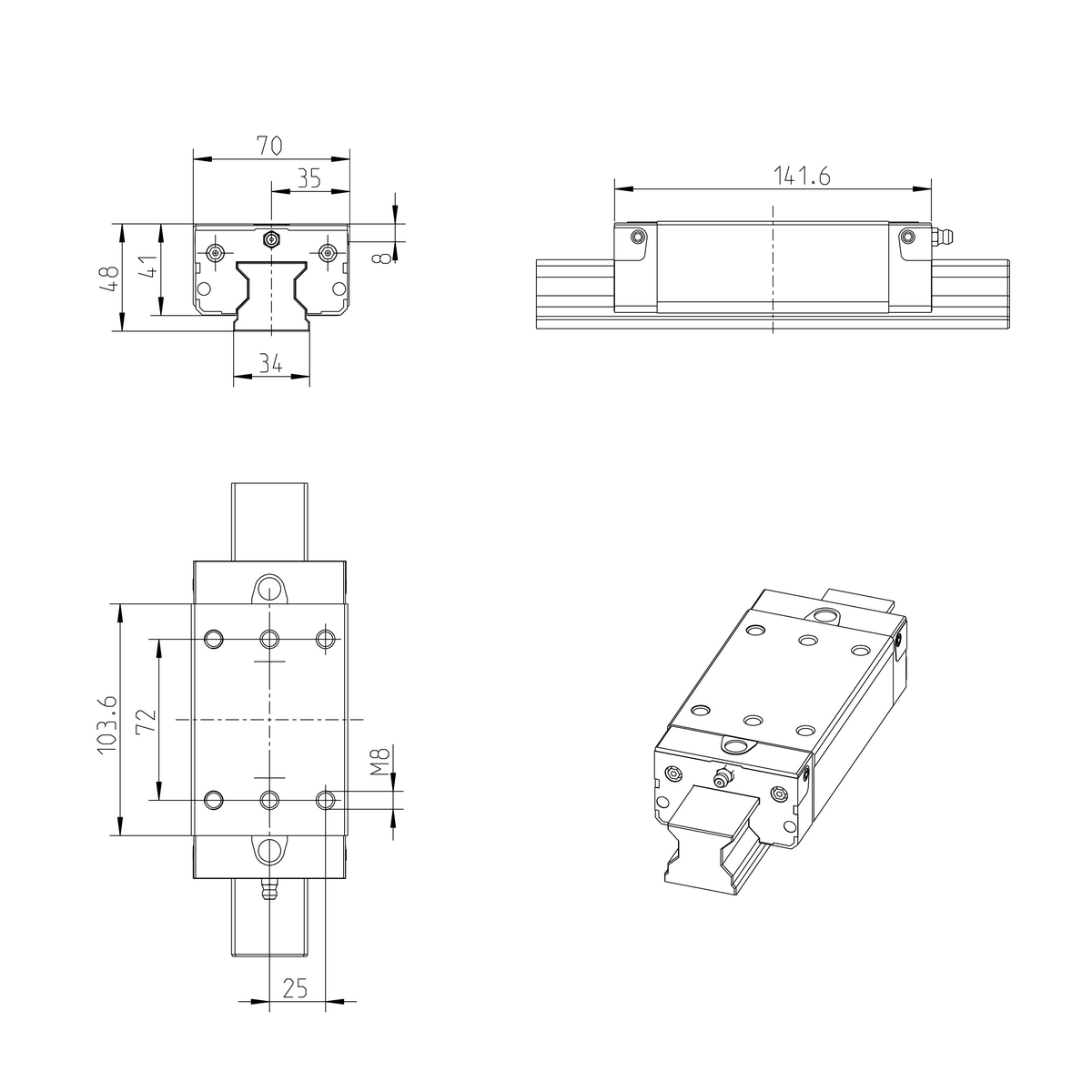 Роликовая каретка из углеродистой стали Bosch Rexroth RWD-035-SLS-C2-H-2 [R18233232X]