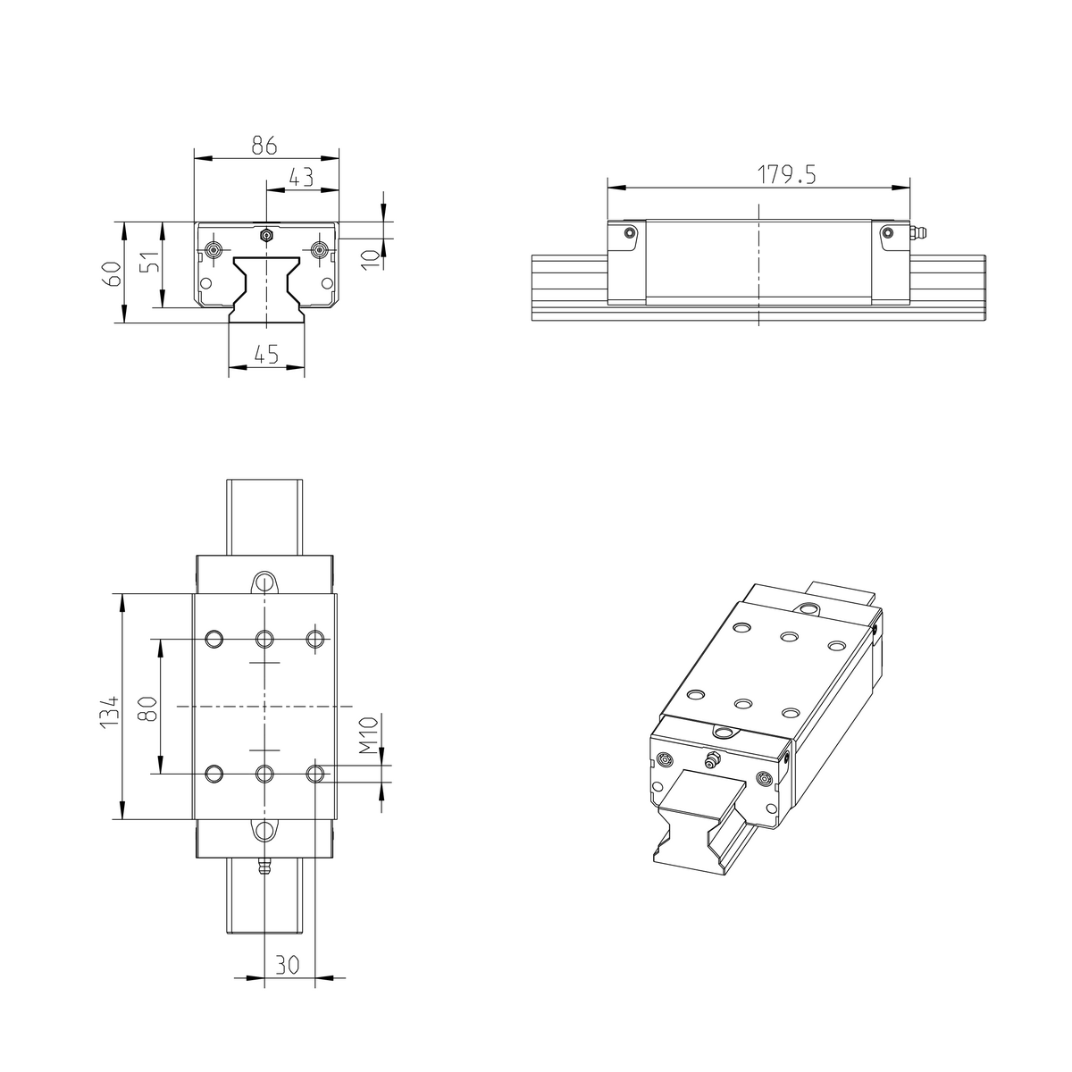 Роликовая каретка из углеродистой стали Bosch Rexroth RWD-045-SLS-C2-H-2 [R18234232X]