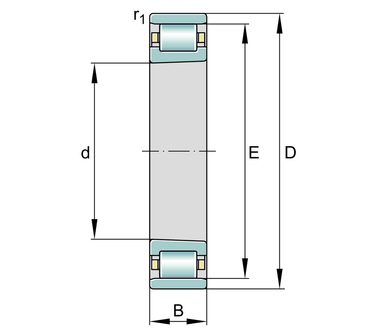 Цилиндрический роликоподшипник FAG N1008-D-K-TVP-SP-XL