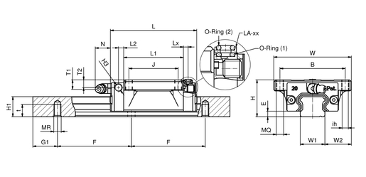 Стандартная линейная направляющая система с шариковой цепью SNR LGBCH20FN1SSC00450HZ2-1-0-15.0N