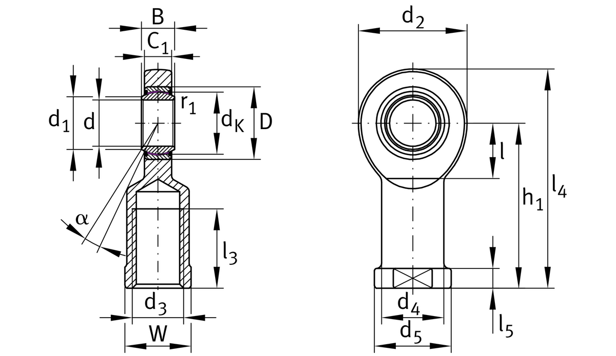 Шарнирная головка INA GIR30-UK-2RS