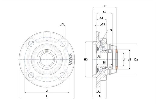 Фланцевый подшипниковый узел SNR ESFC209T04COE