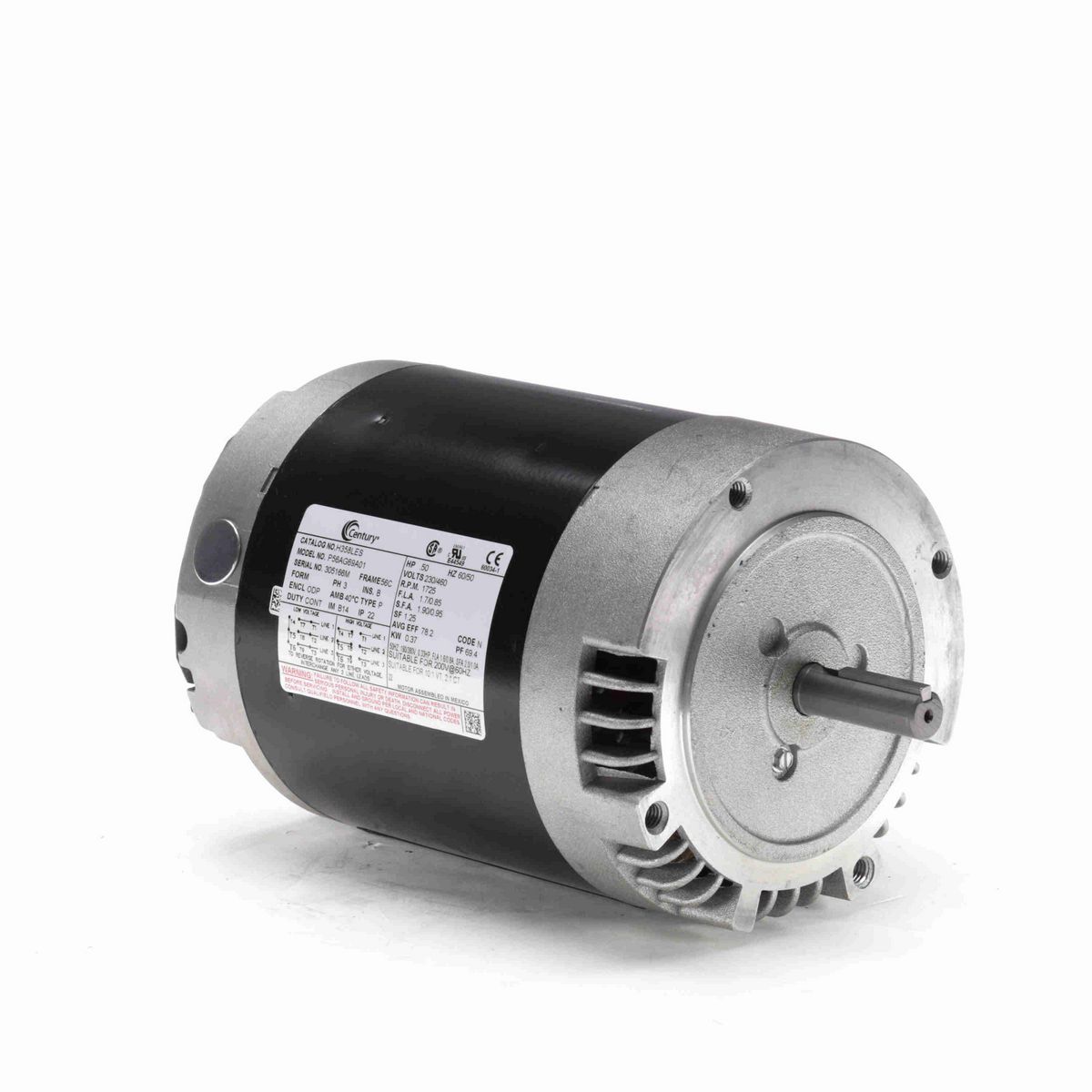 General Purpose Motor, .50 HP, 3 Ph, 60 Hz, 230/460 V, 1800 RPM, 56C Frame, ODP - H358LES
