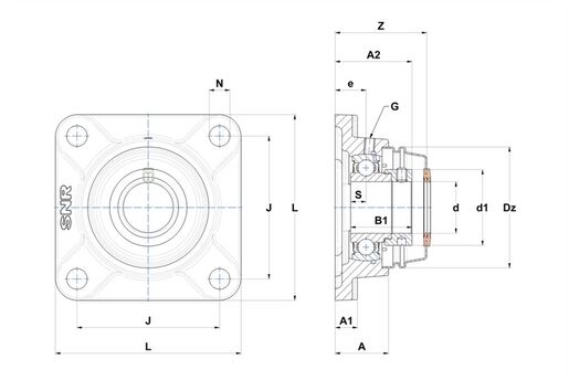 Фланцевый подшипниковый узел SNR ESF210T20CCE