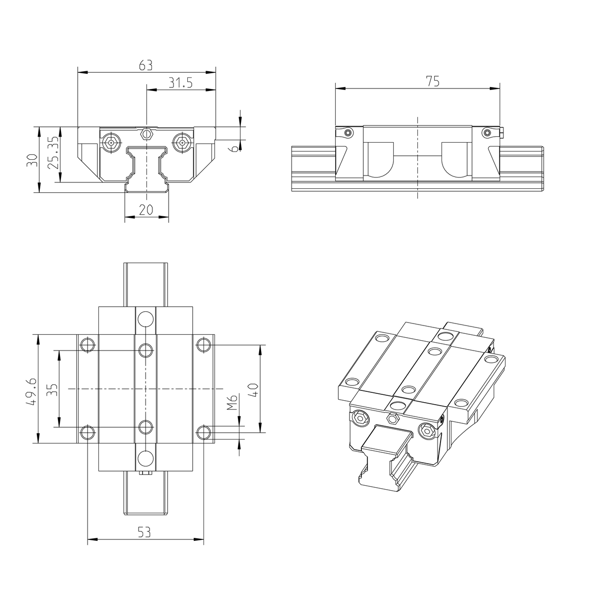 Алюминиевая шариковая каретка Bosch Rexroth KWD-020-FNS-C0-H-1 [R163189322]