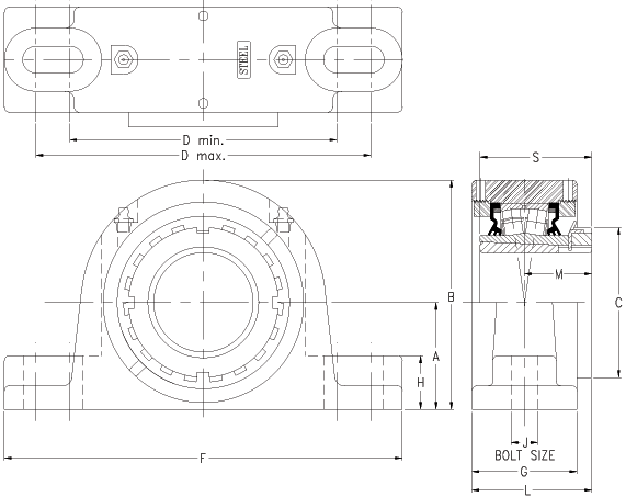 Tapered Adapter Two-Bolt Pillow Block Timken DVP13K060S