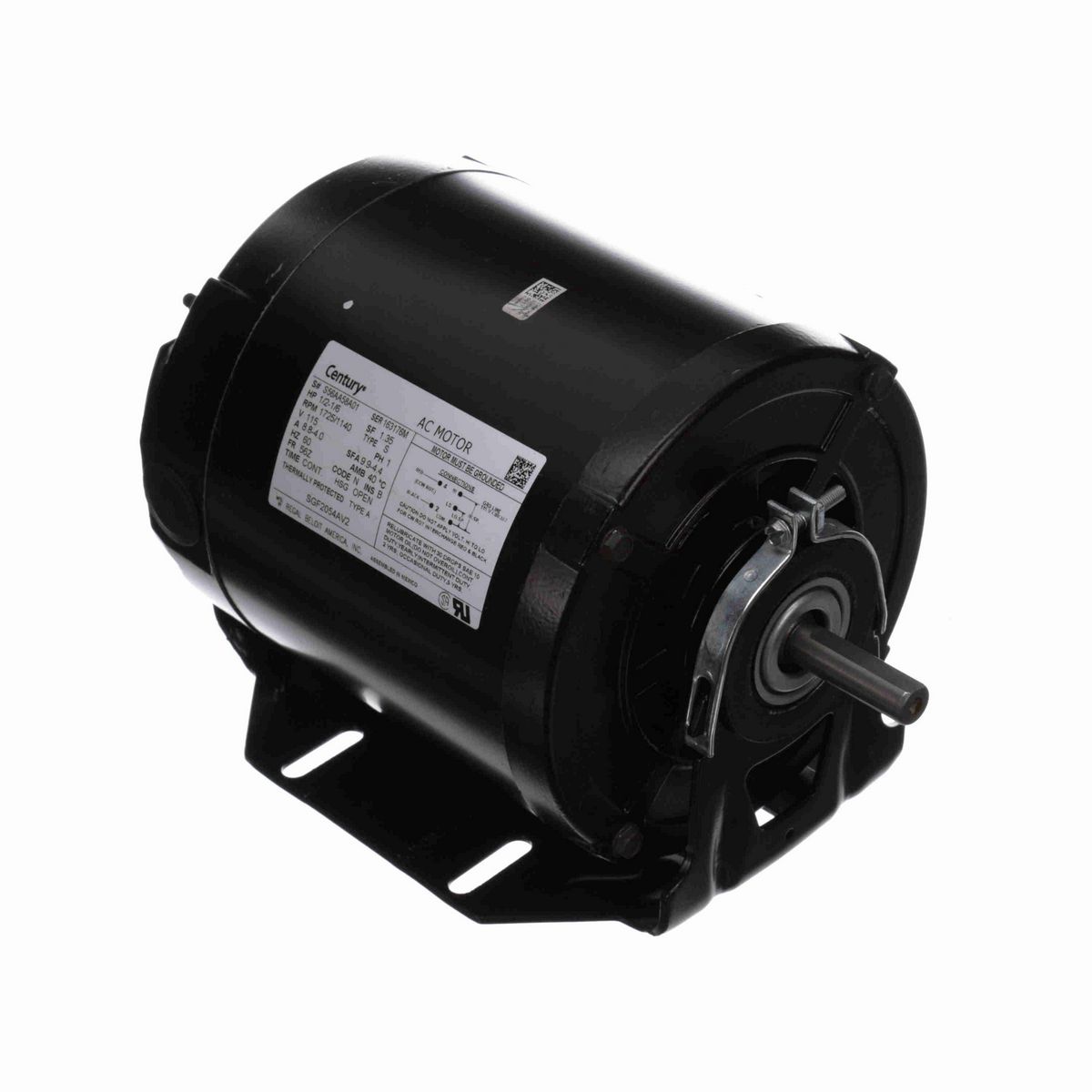 Fan and Blower Motor, 1/2-1/6 HP, 1 Ph, 60 Hz, 115 V, 1800 RPM, 56Z Frame, OPEN - SGF2054AV2